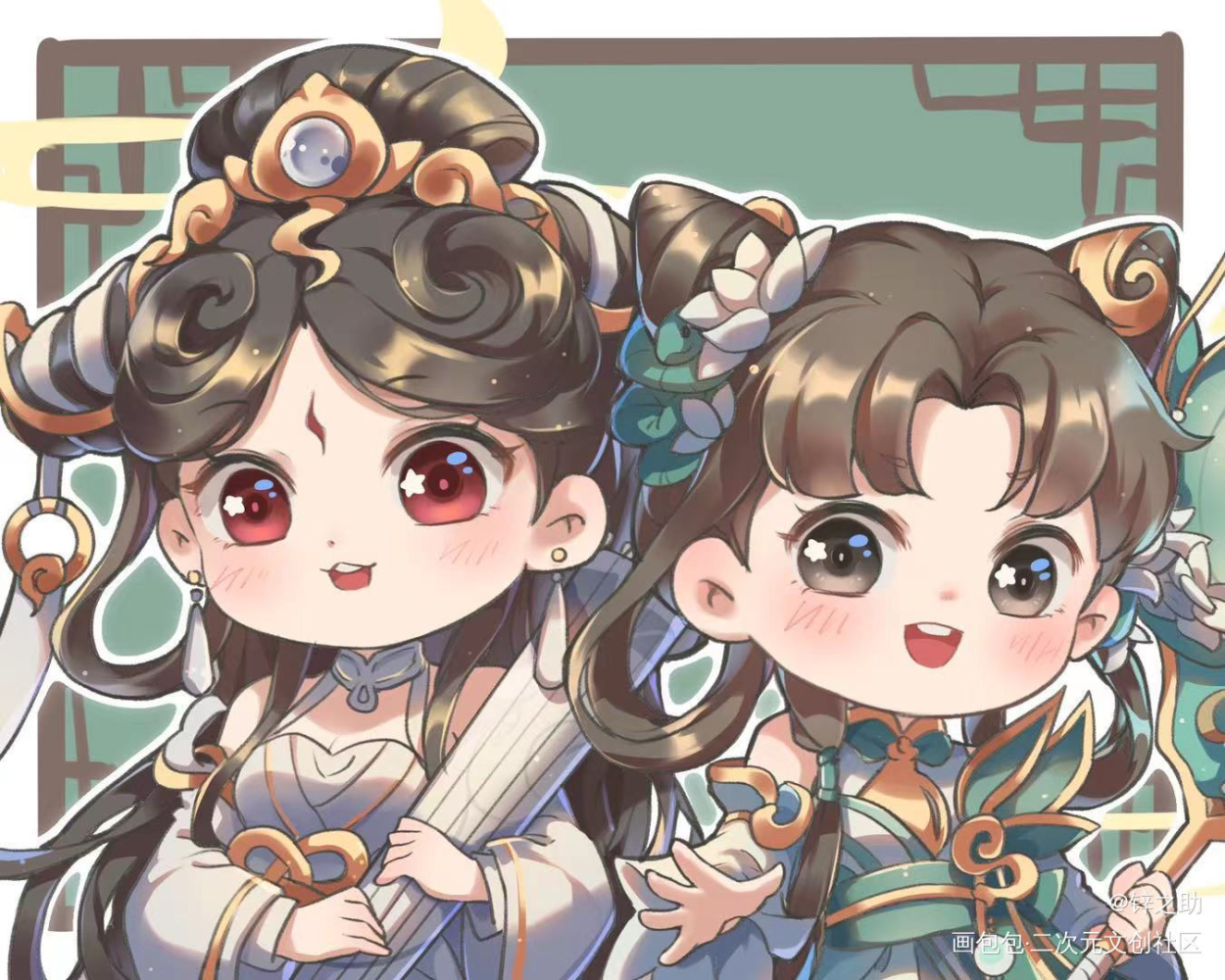 天大地大姐妹最大~_王者荣耀头像插画绘画作品