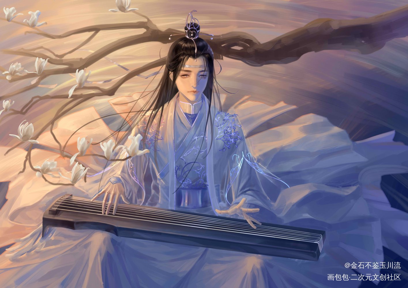 蓝忘机_魔道祖师蓝忘机彩色漫画板绘涂绘画作品
