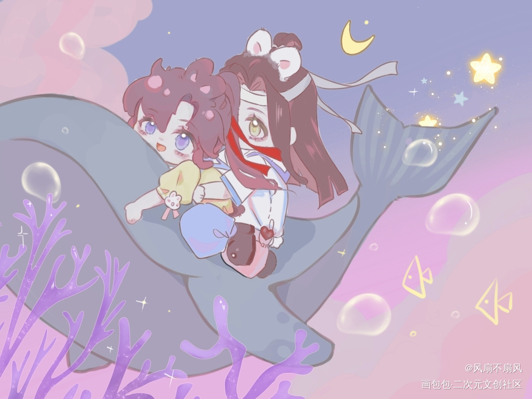 >o<_魔道祖师忘羡魏婴蓝湛蓝忘机魏无羡绘画作品