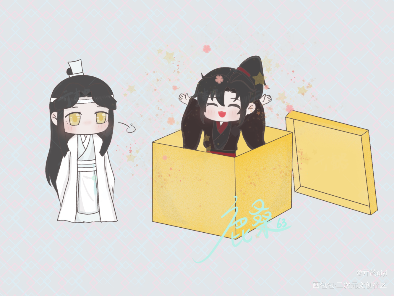 你的小可爱突然出现_魔道祖师忘羡蓝忘机魏无羡墨香铜臭绘画作品