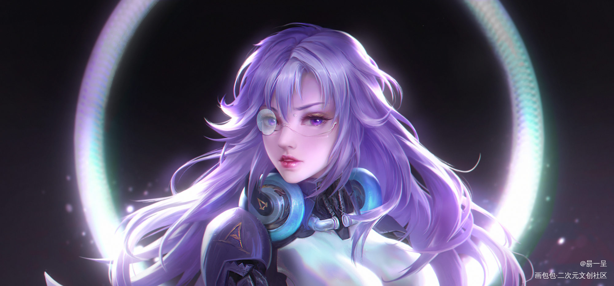 紫色歌姬——摇滚女王同人_科幻cg厚涂头像插画同人女生头像人设同人板绘绘画作品