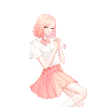 画了穿jk的小樱96_火影忍者春野樱立绘日系制服同人练习摸鱼板绘