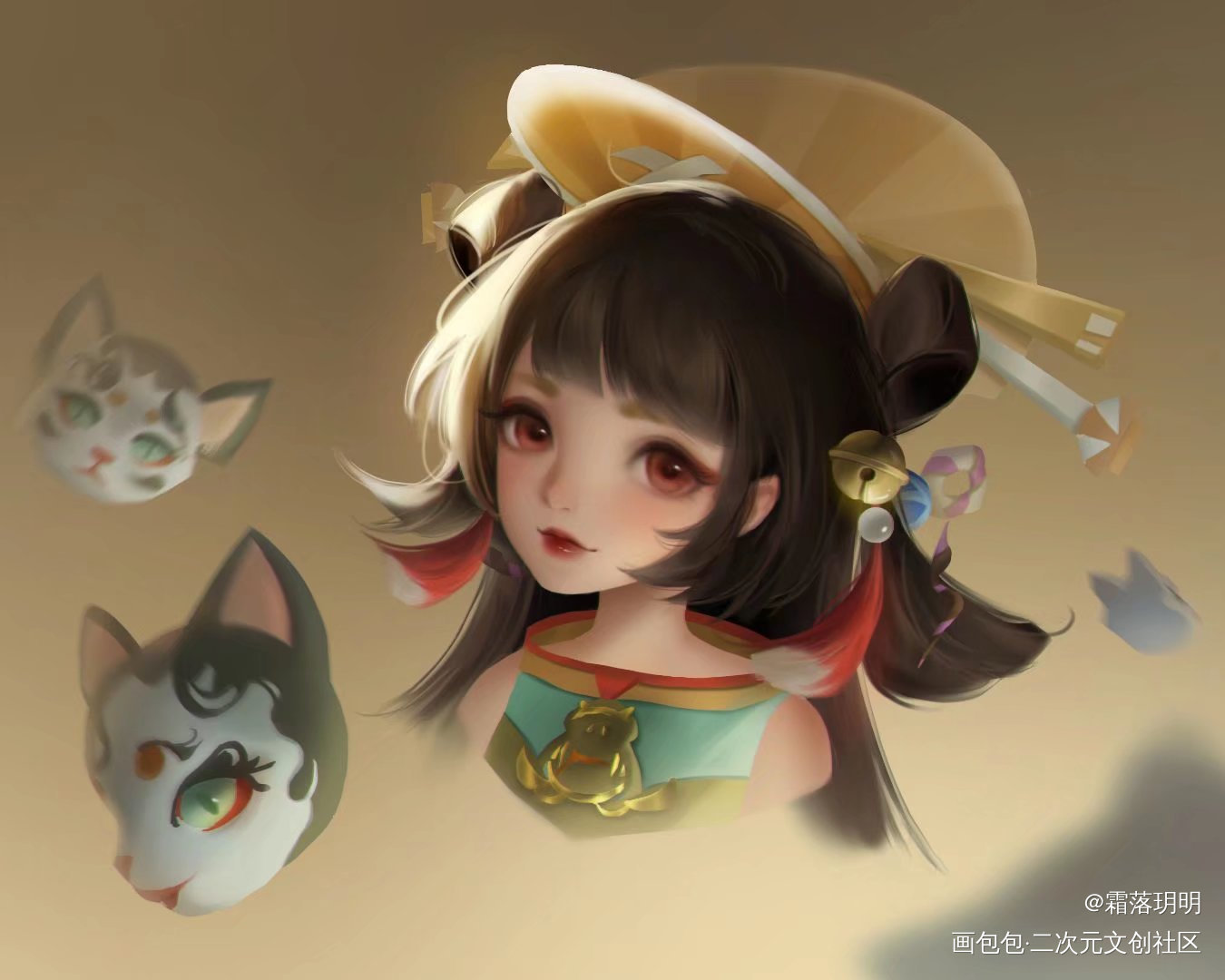 面灵气头像_阴阳师面灵气厚涂头像猫魅闲游板绘绘画作品