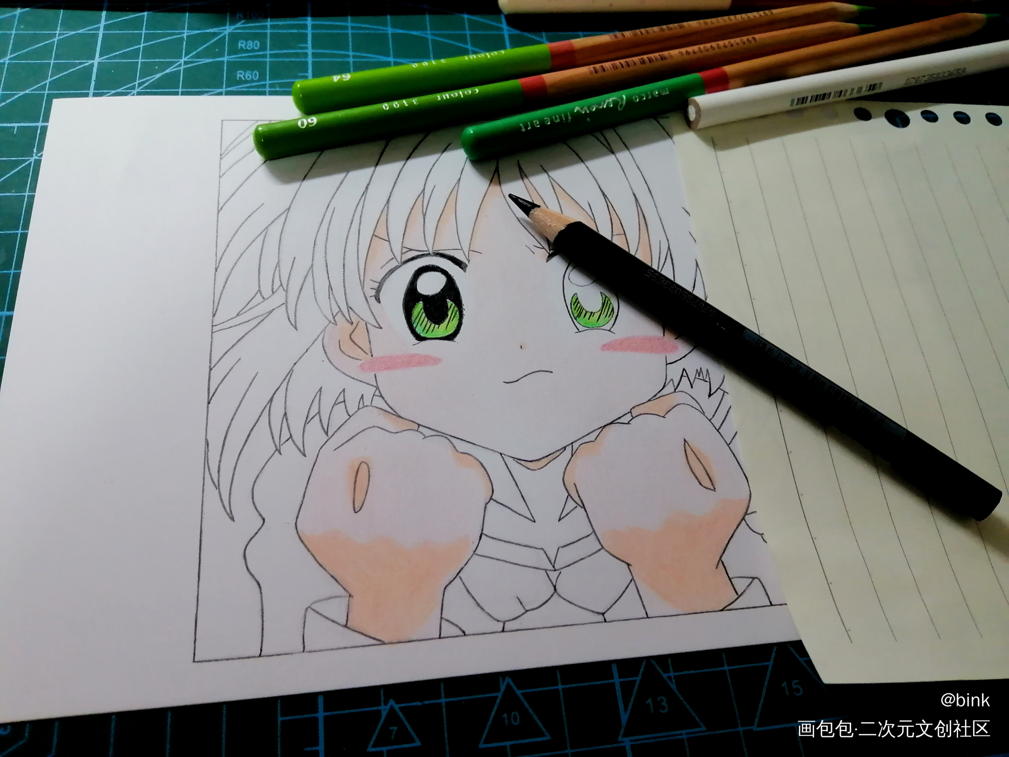 临摹_魔卡少女樱木之本樱彩铅临摹绘画作品
