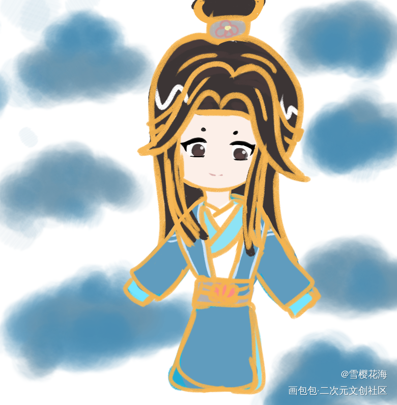 绘画打卡第二天_Q版人物摸鱼页原创绘画作品