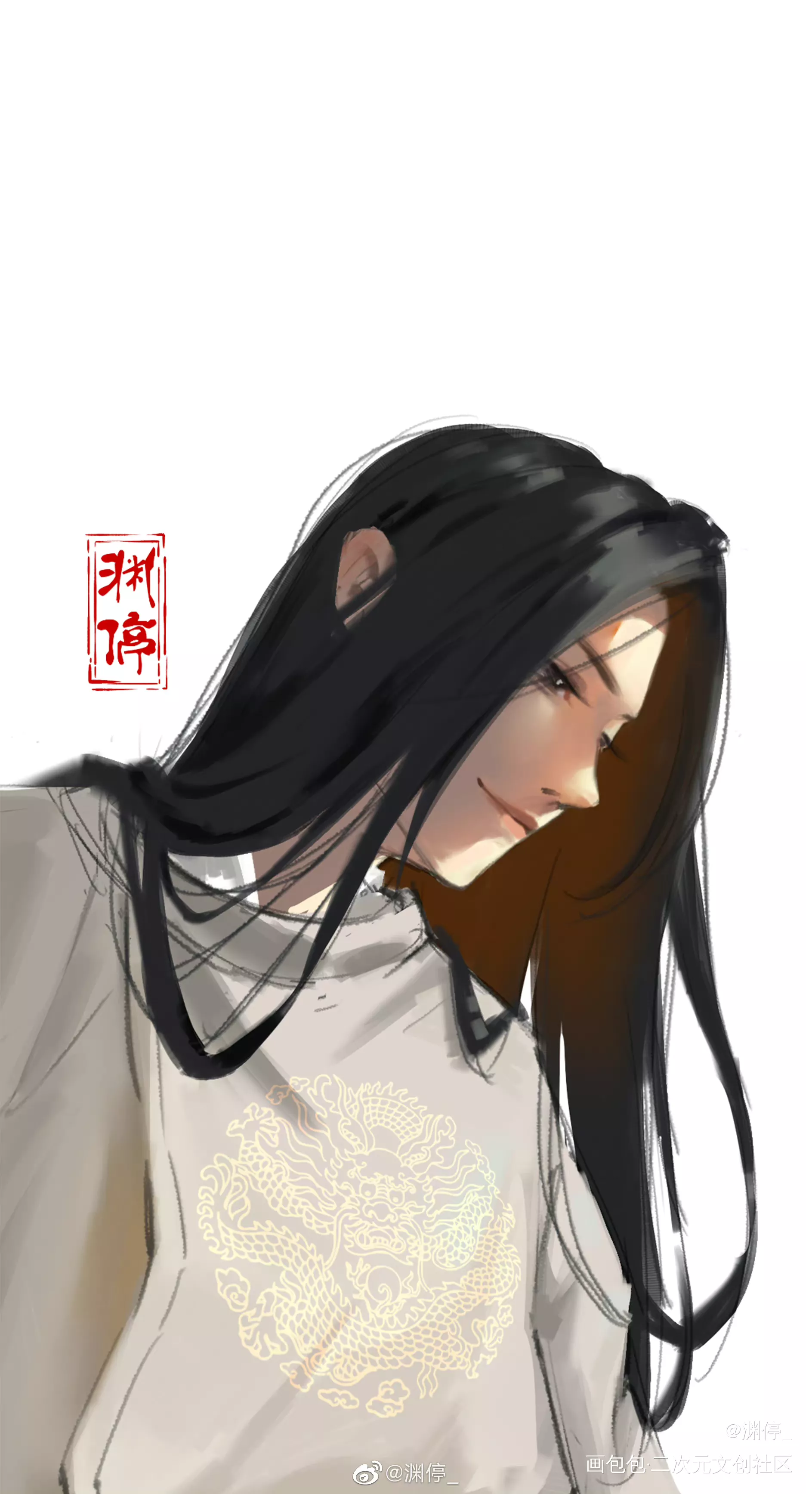 _古风摸鱼绘画作品