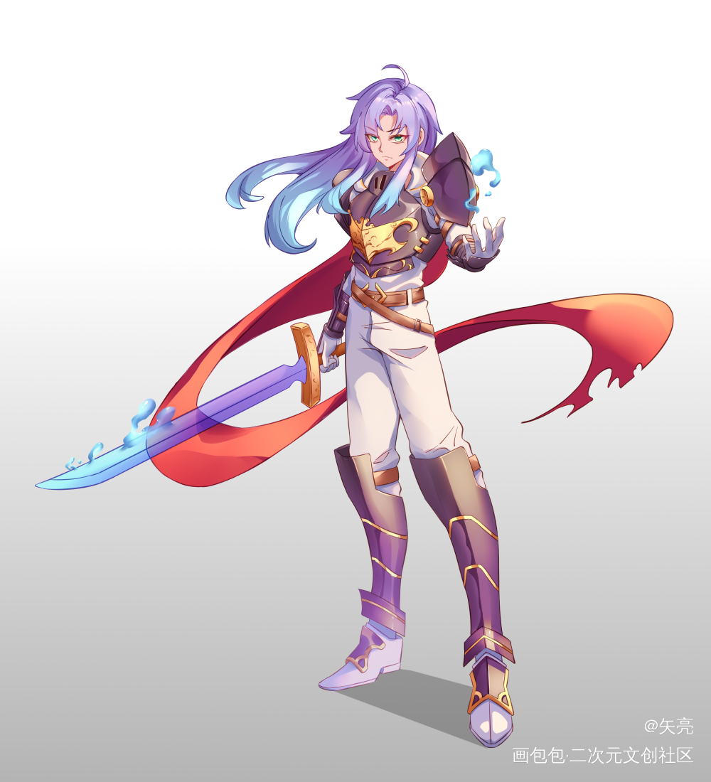 战士人设练习_自创角色魔法剑士绘画作品