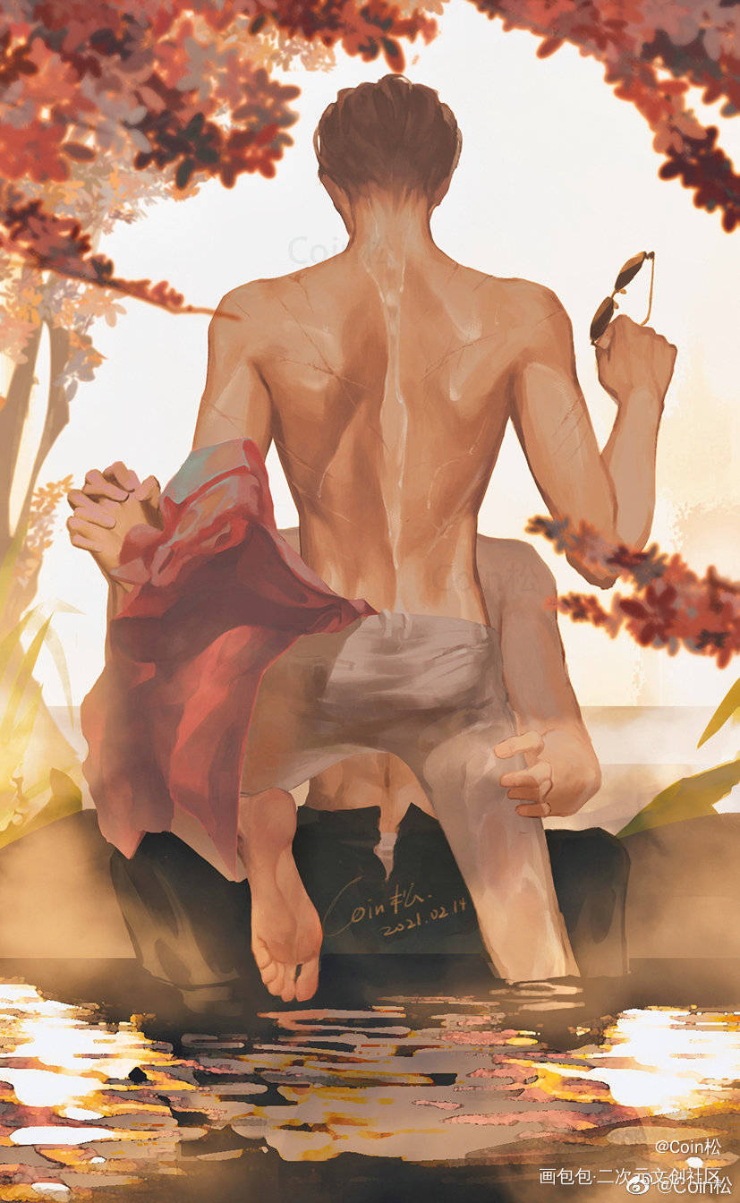 浴池_盗墓笔记黑花黑瞎子解雨臣绘画作品