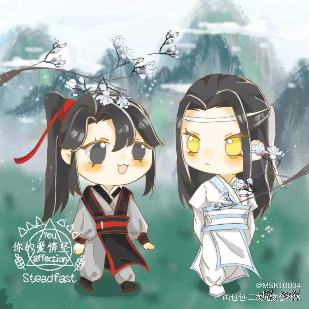 第二张是频道的无料图。_魔道祖师忘羡蓝忘机魏无羡绘画作品