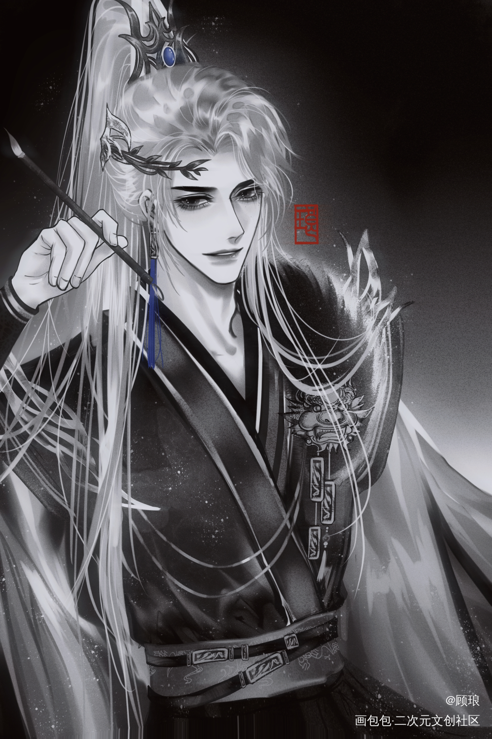 画了oc～_古风水墨风耽美插画bl板绘oc绘画作品