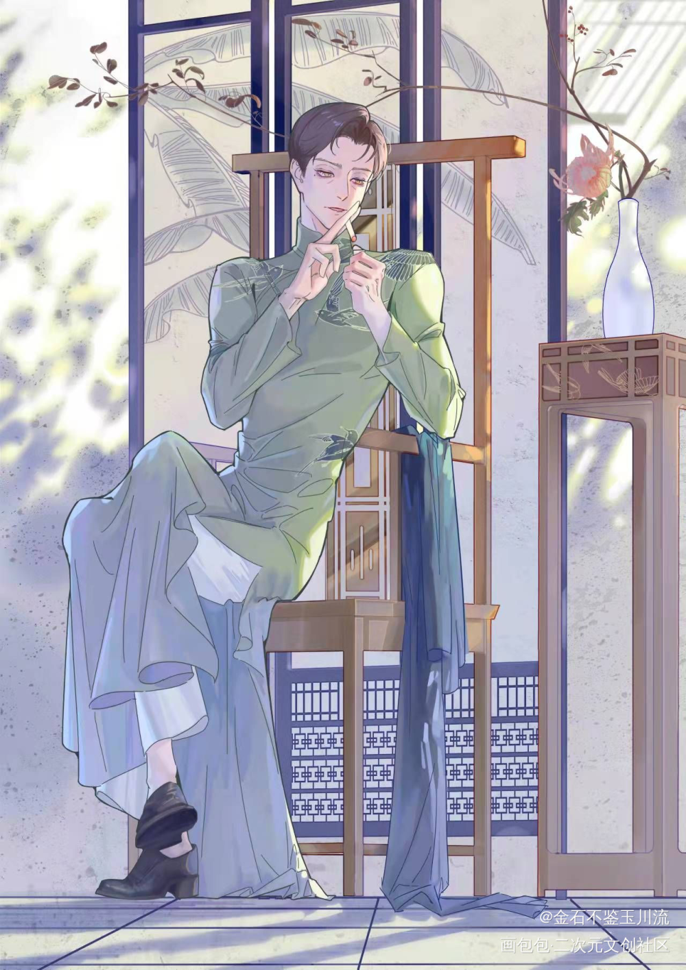 美人叔受_彩色漫画板绘涂绘画作品