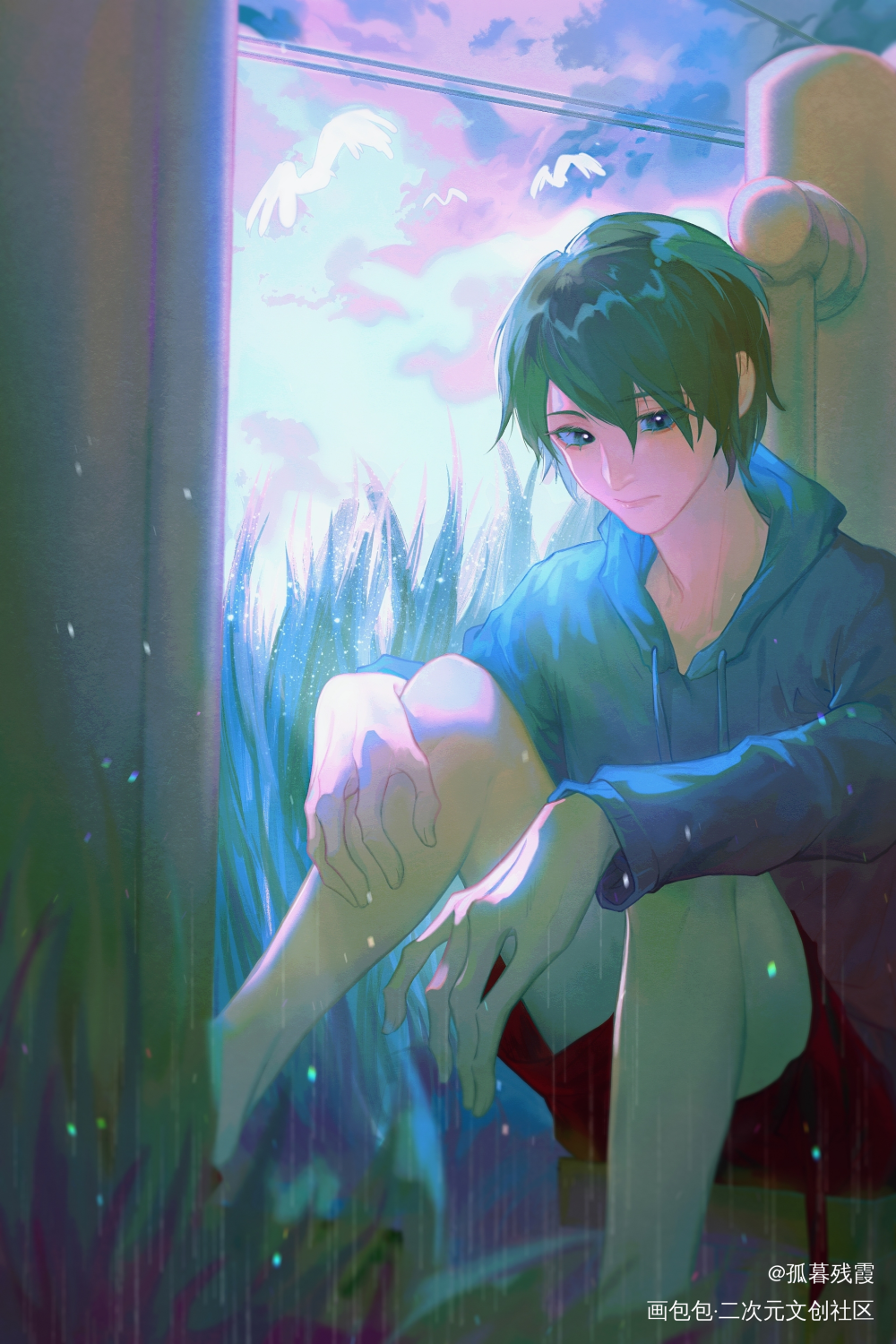 遇到你之前我也是孤身一人_顾言枝萧言常开原创oc绘画作品
