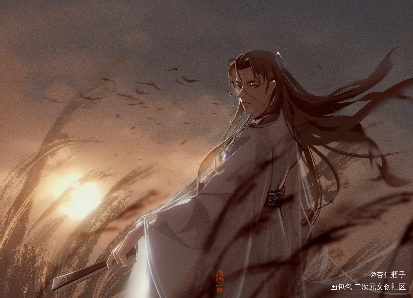 _宝莲灯杨戬绘画作品