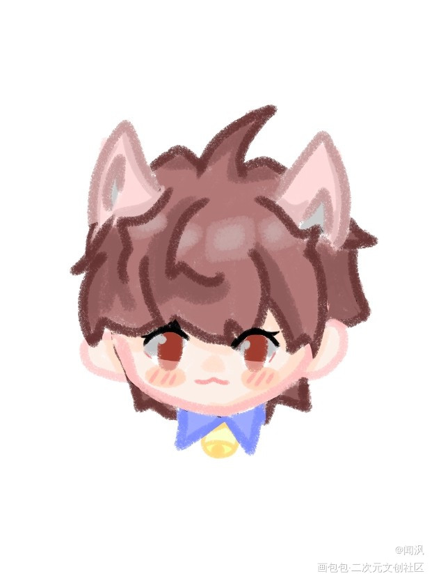 望仔猫猫和他的饲养员小添_某某添望江添绘画作品