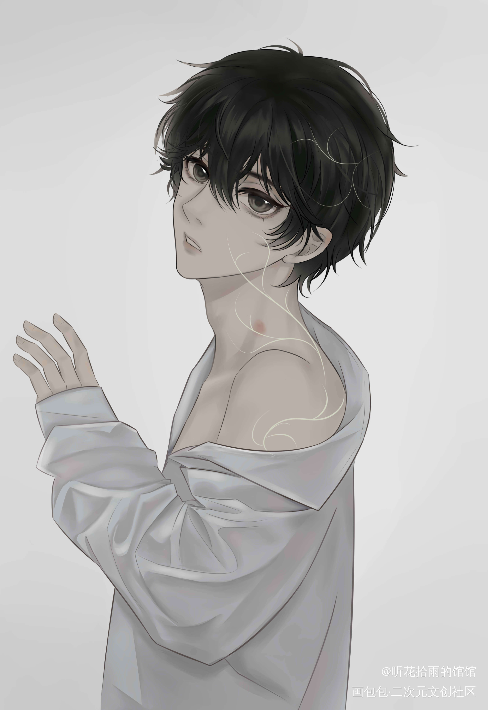 小蘑菇の壁咚视角～_小蘑菇陆沨安折板绘涂绘画作品