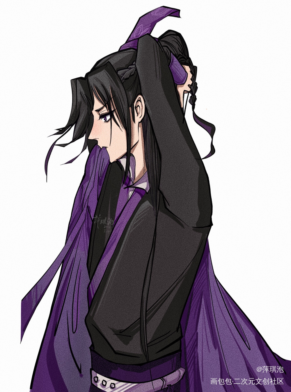 扎个头发_魔道祖师江澄同人摸鱼绘画作品