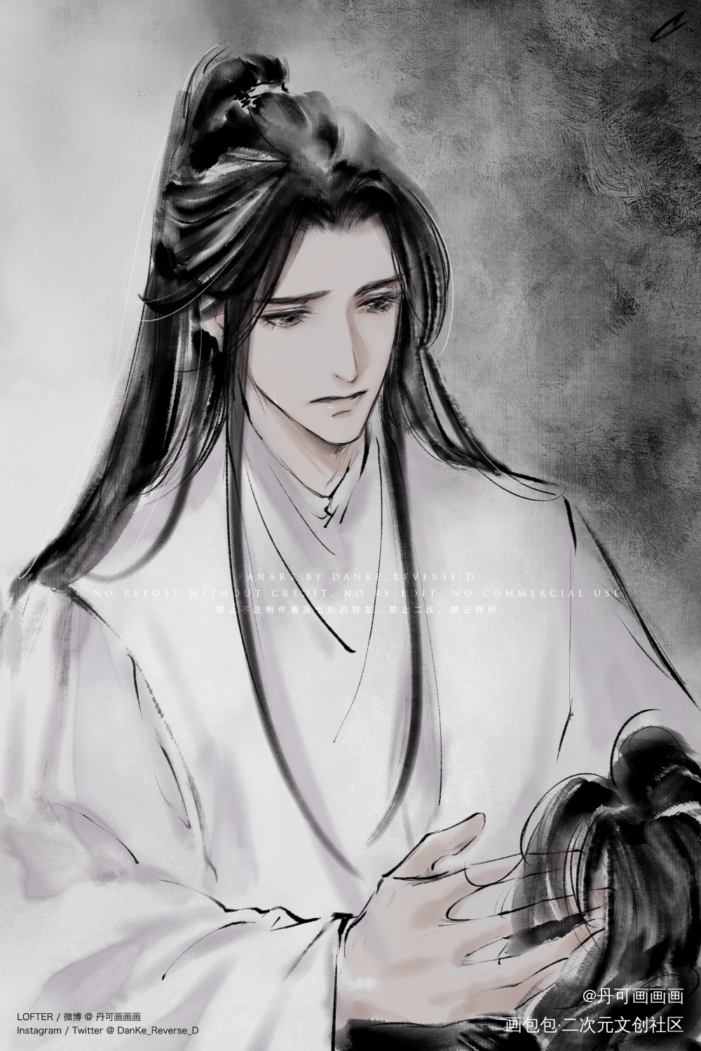 墨燃，你理理我，你好不好…._二哈和他的白猫师尊燃晚墨燃楚晚宁绘画作品