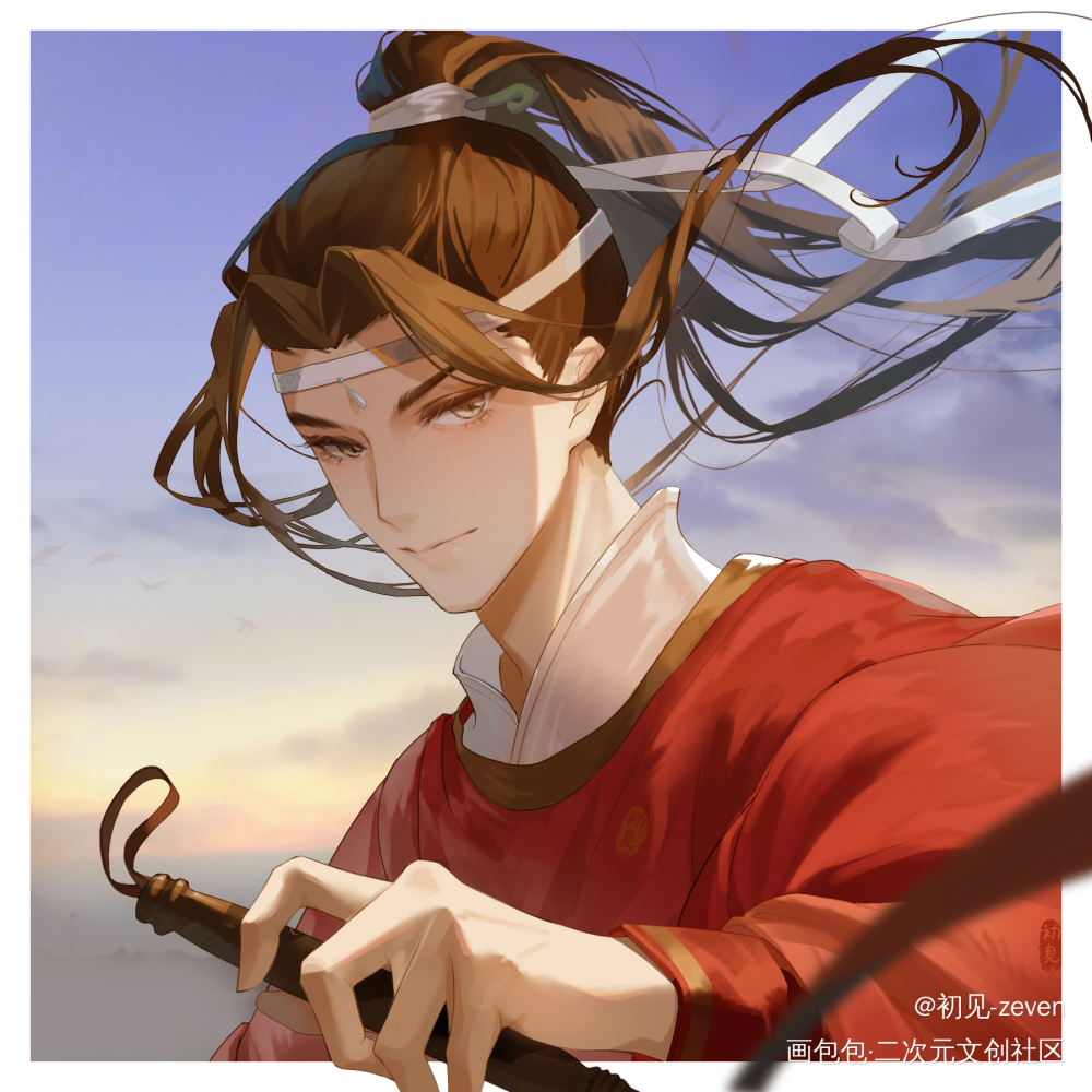 愿君长似少年时,依然一笑作春温_魔道祖师忘羡平涂绘画作品