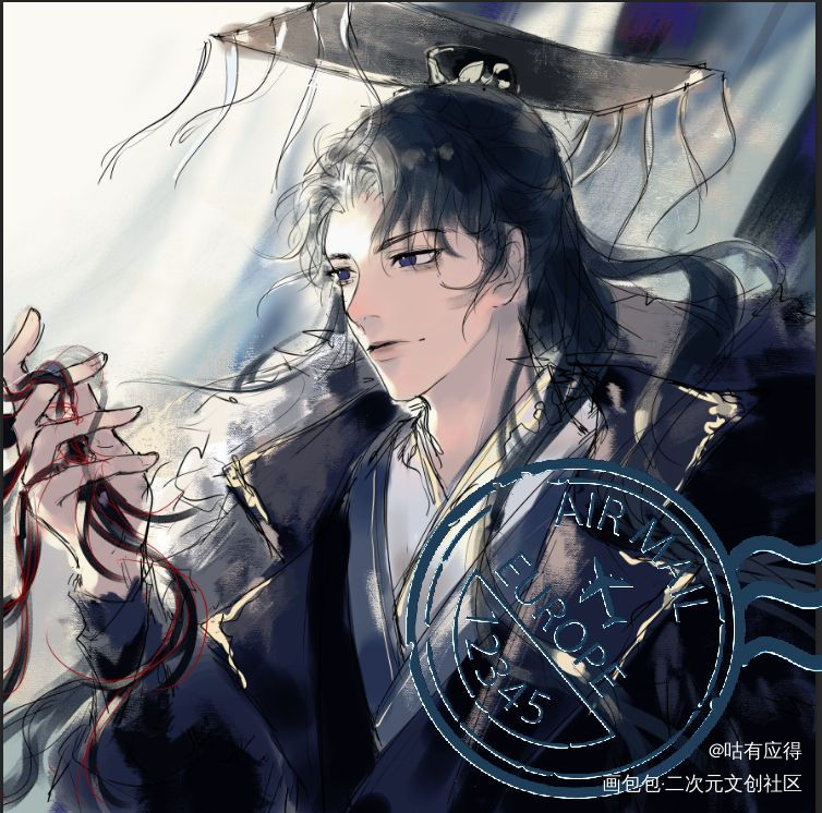 玩发_二哈和他的白猫师尊约稿绘画作品