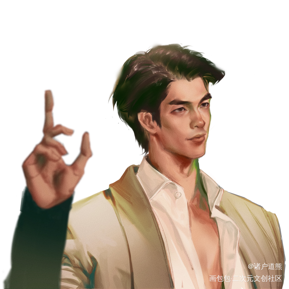_厚涂插画黑帮少爷爱上我速写摸鱼绘画绘画作品