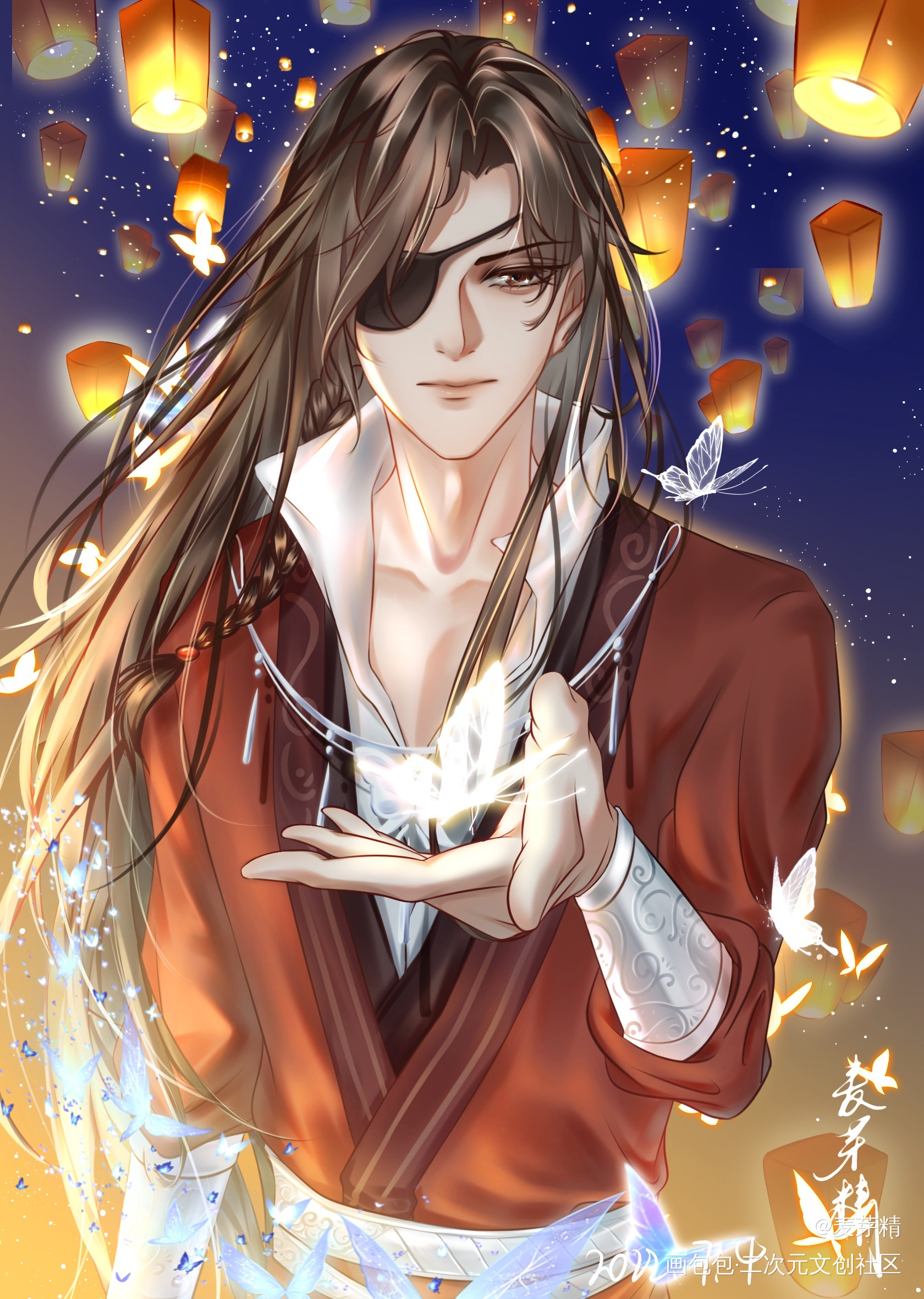 为你明灯三千，为你花开满城_天官赐福花城插画同人绘画作品