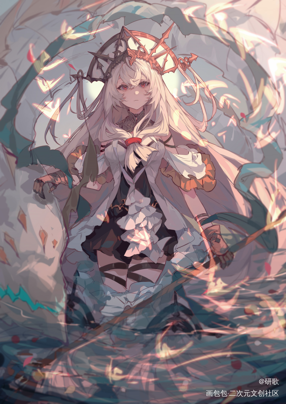 深海猎人_明日方舟幽灵鲨日系歌蕾蒂娅浊心斯卡蒂绘画作品