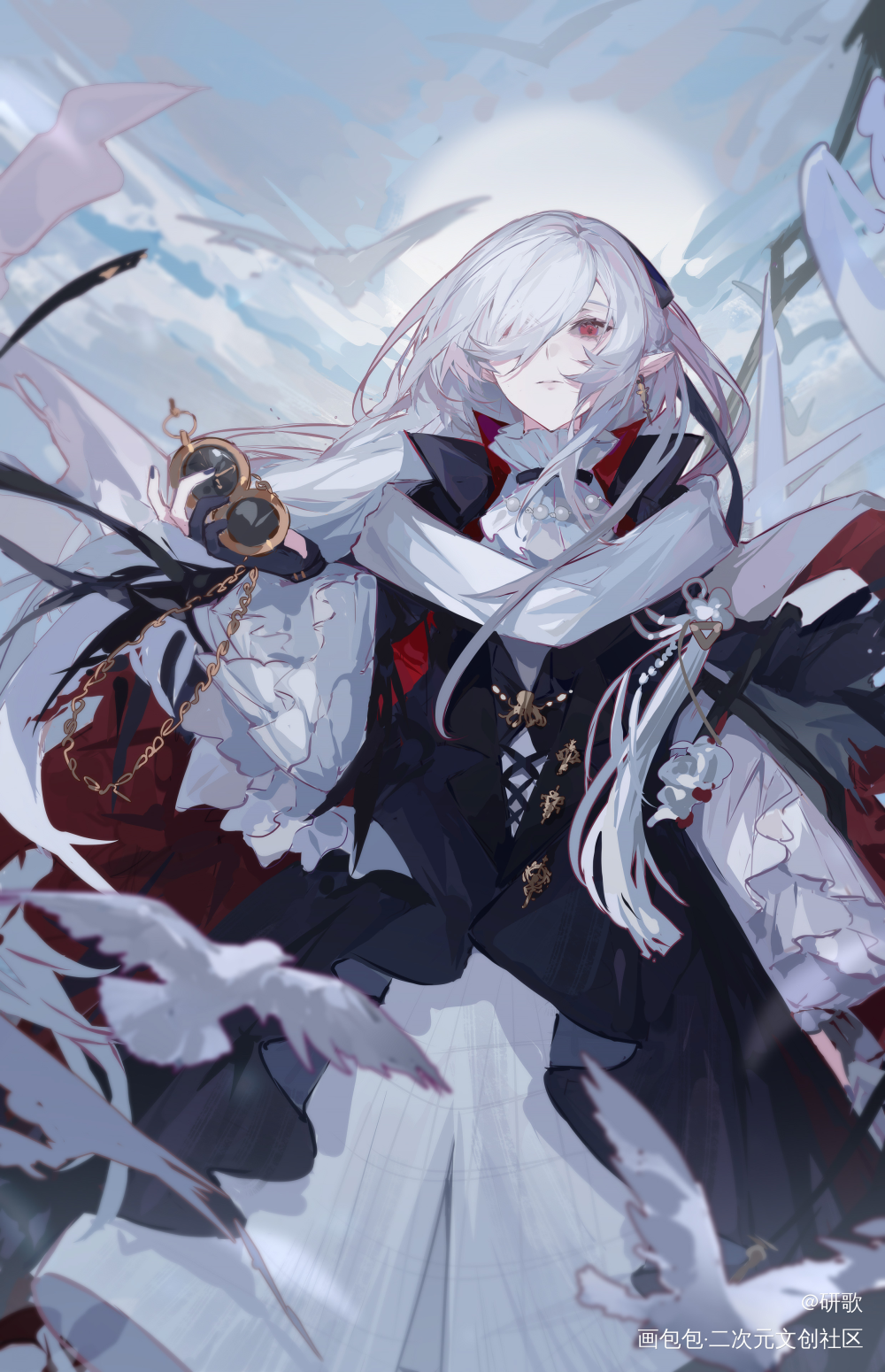 深海猎人_明日方舟幽灵鲨日系歌蕾蒂娅浊心斯卡蒂绘画作品
