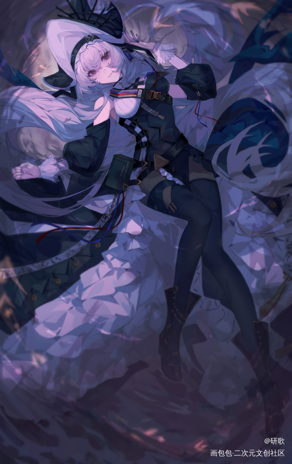 深海猎人_明日方舟幽灵鲨日系歌蕾蒂娅浊心斯卡蒂绘画作品