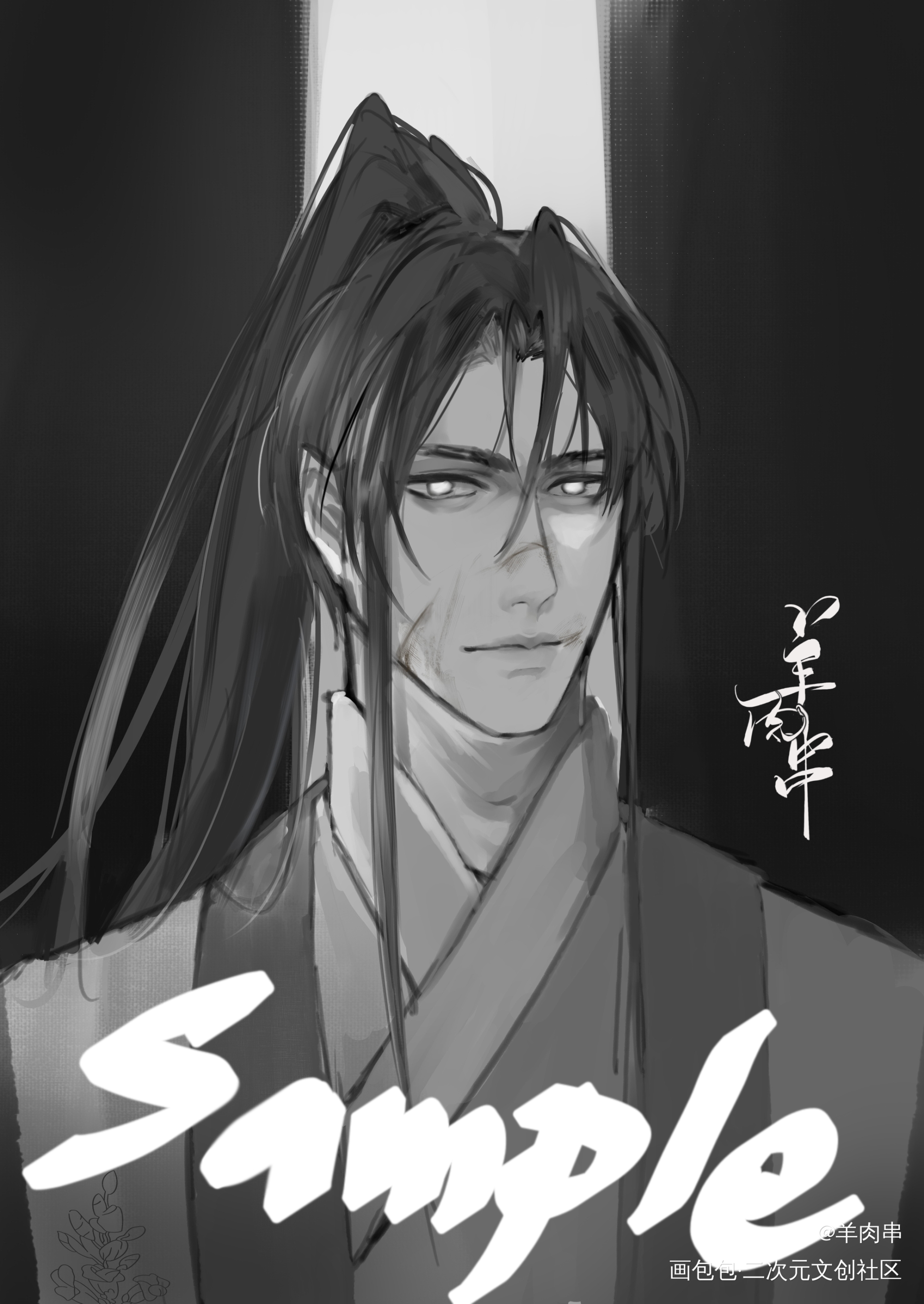 之前抽的无偿_板绘涂黑白简笔绘画作品
