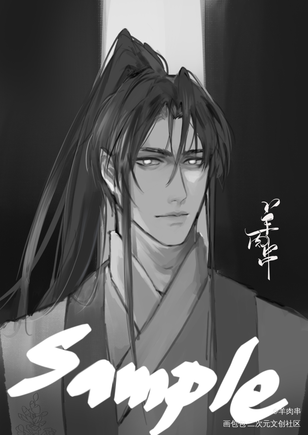 之前抽的无偿_板绘涂黑白简笔绘画作品