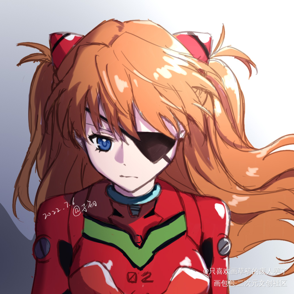 同人摸鱼_EVA明日香草稿流日系摸鱼绘画作品
