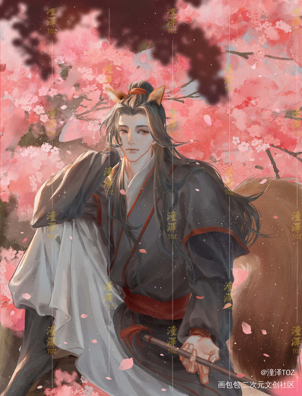 发一发前段时间画的魏无羡_魔道祖师魏无羡古风插画绘画作品