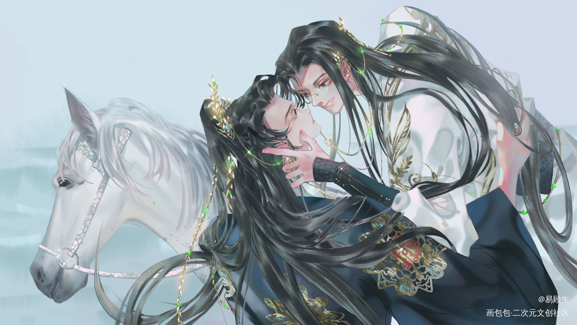心肝来嘴一个～_杀破狼长顾顾子熹长庚顾昀古风插画同人绘画作品