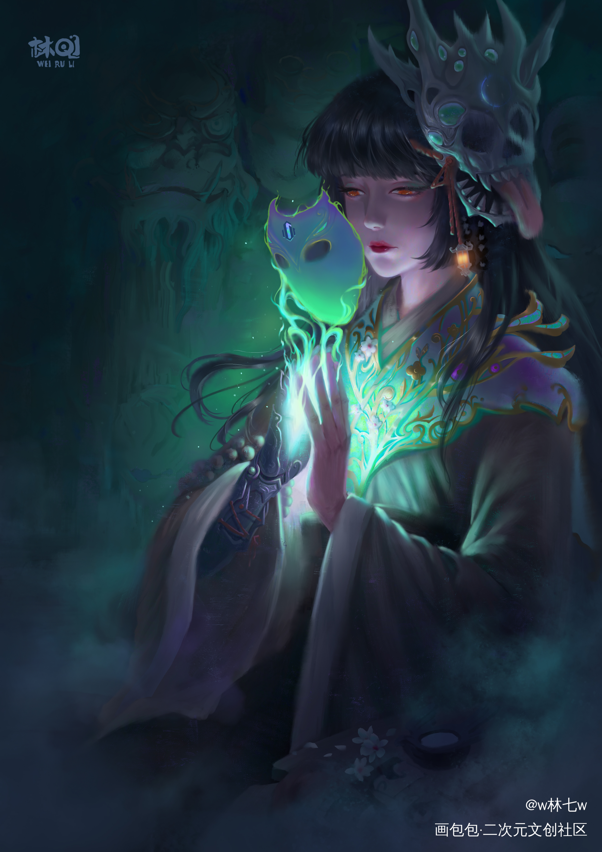 南风_古风厚涂插画美女原创绘画作品