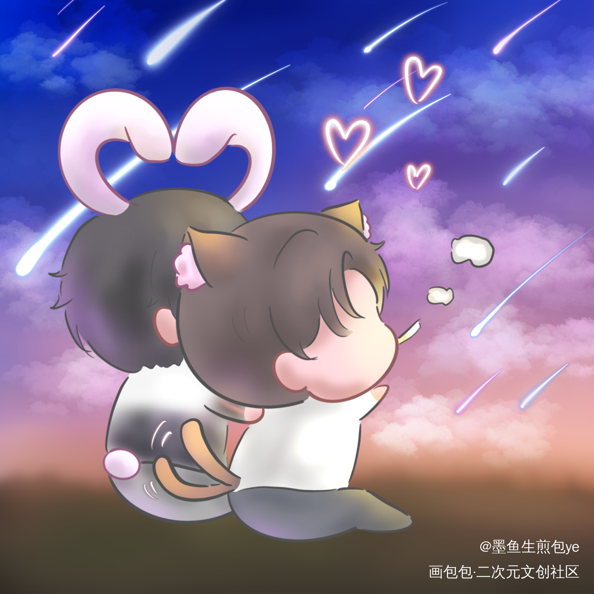 李简一起看流星雨～_你却爱着一个傻逼188男团李简绘画作品
