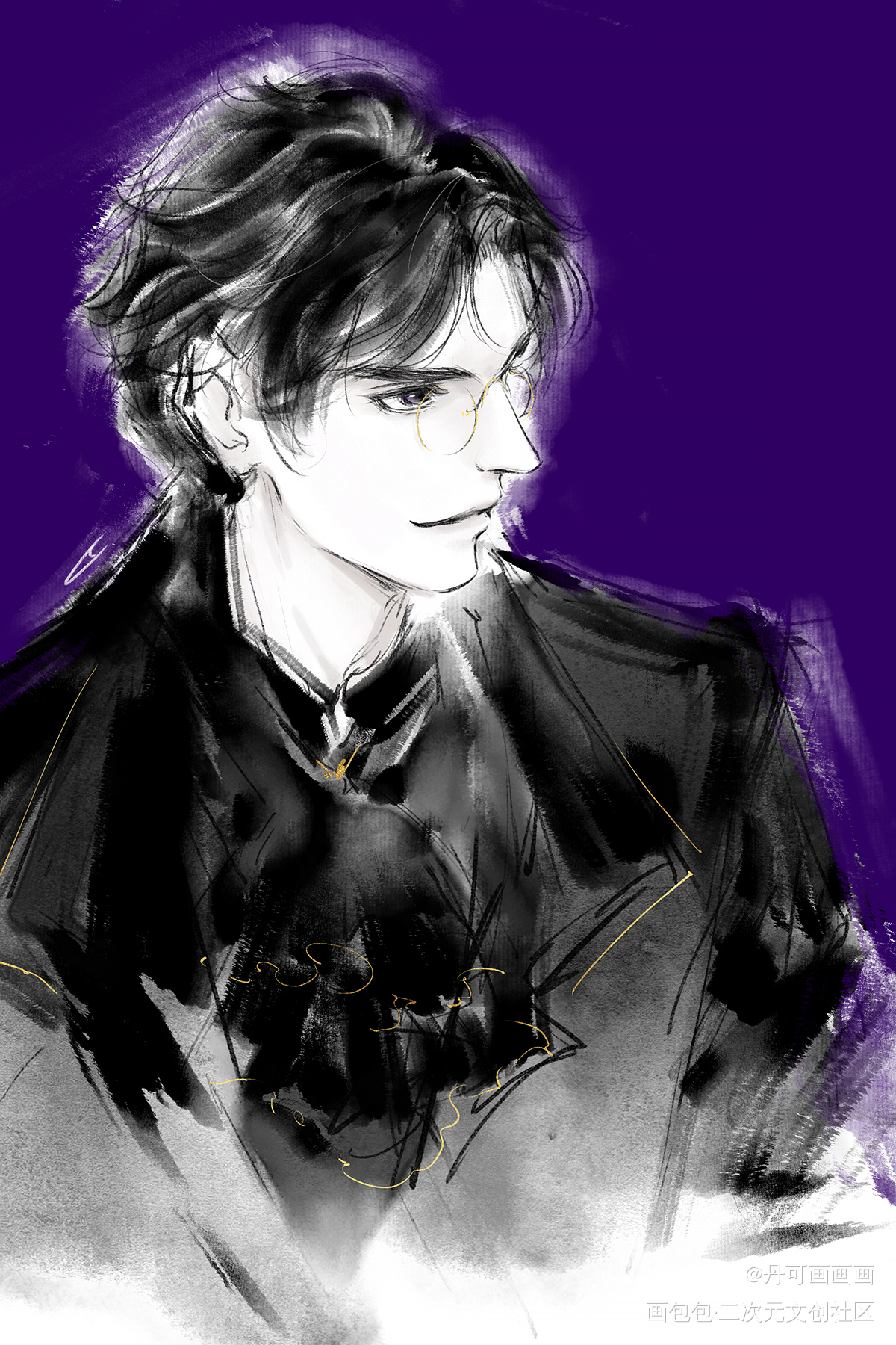 英伦风墨燃_二哈和他的白猫师尊燃晚墨燃绘画作品