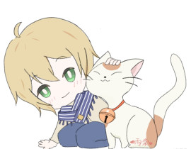 路辰和我的猫_绘画作品