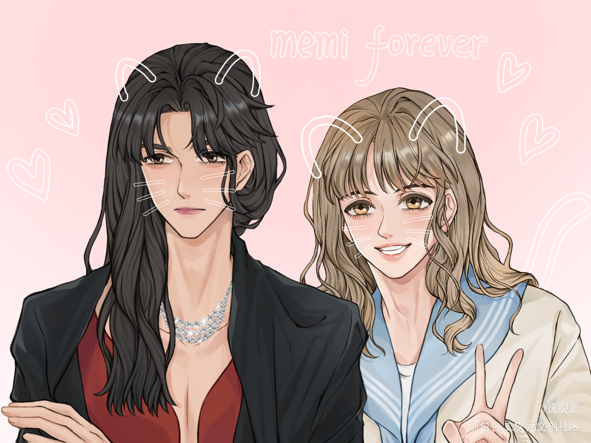 大莲姐和jk小枝妹_消失的初恋绘画作品