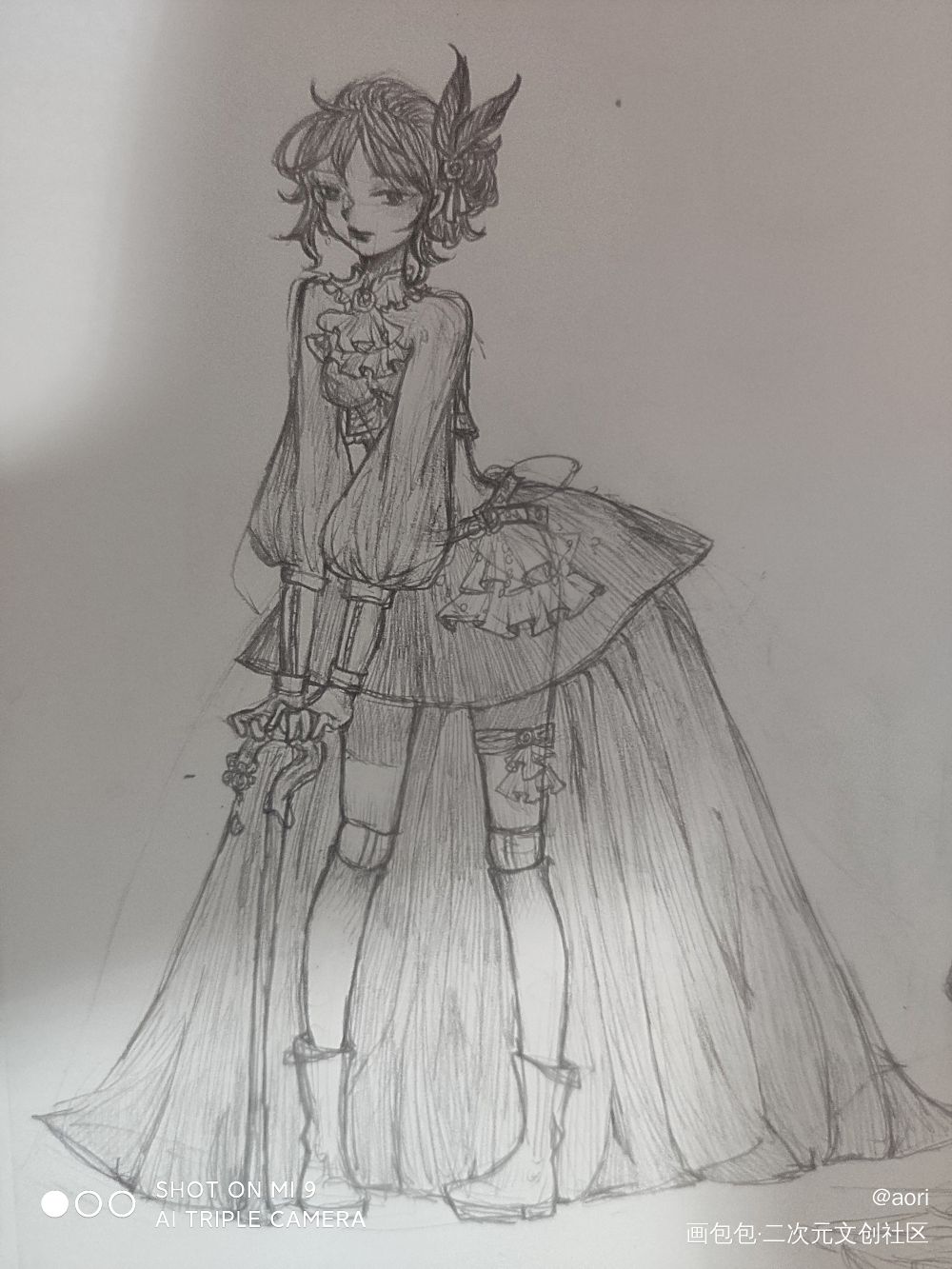手绘oc_黑白简笔摸鱼oc绘画作品