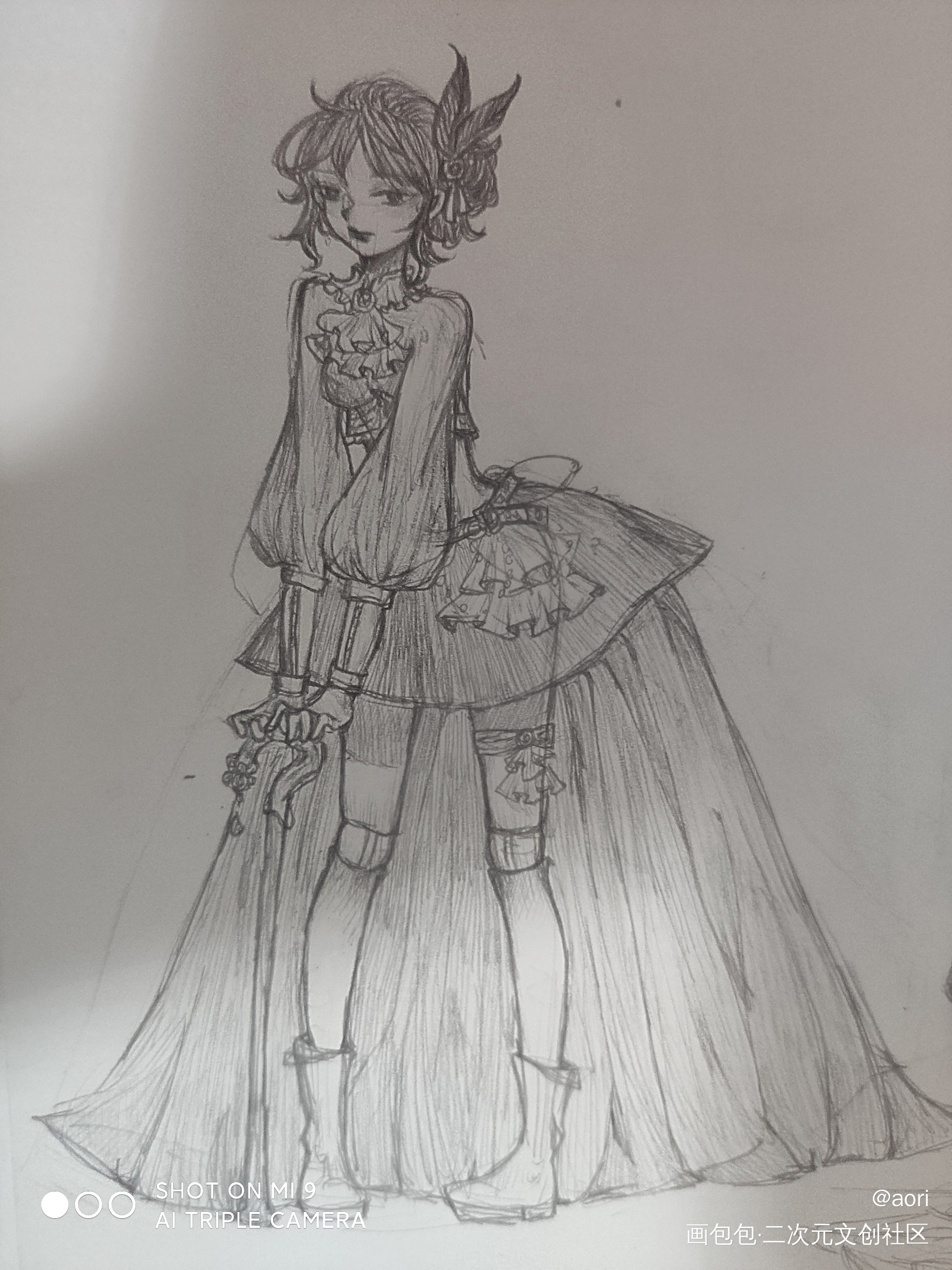 手绘oc_黑白简笔摸鱼oc绘画作品