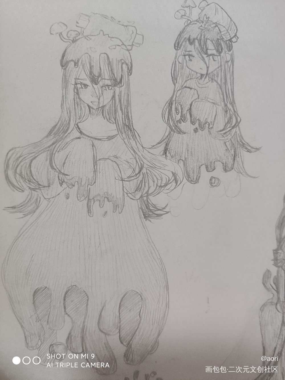 手绘oc_黑白简笔摸鱼oc绘画作品