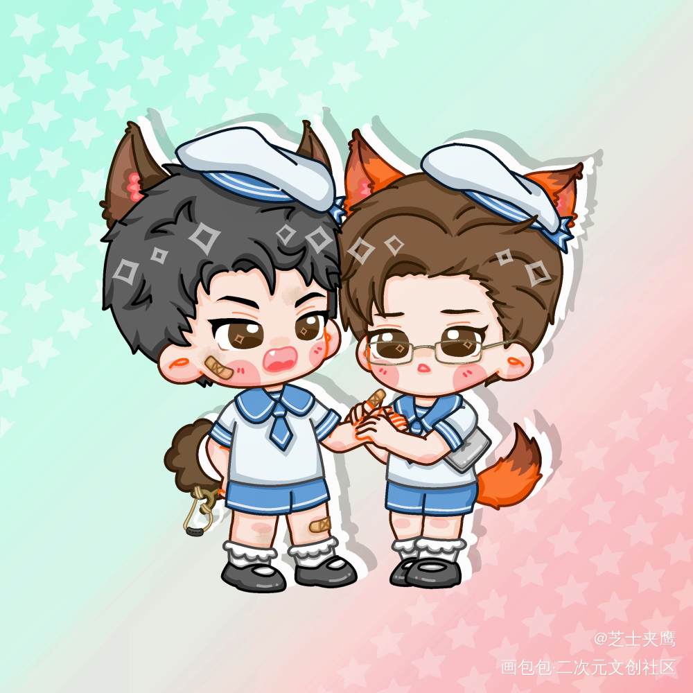小学生paro_针锋对决188男团原顾顾青裴原炀绘画作品