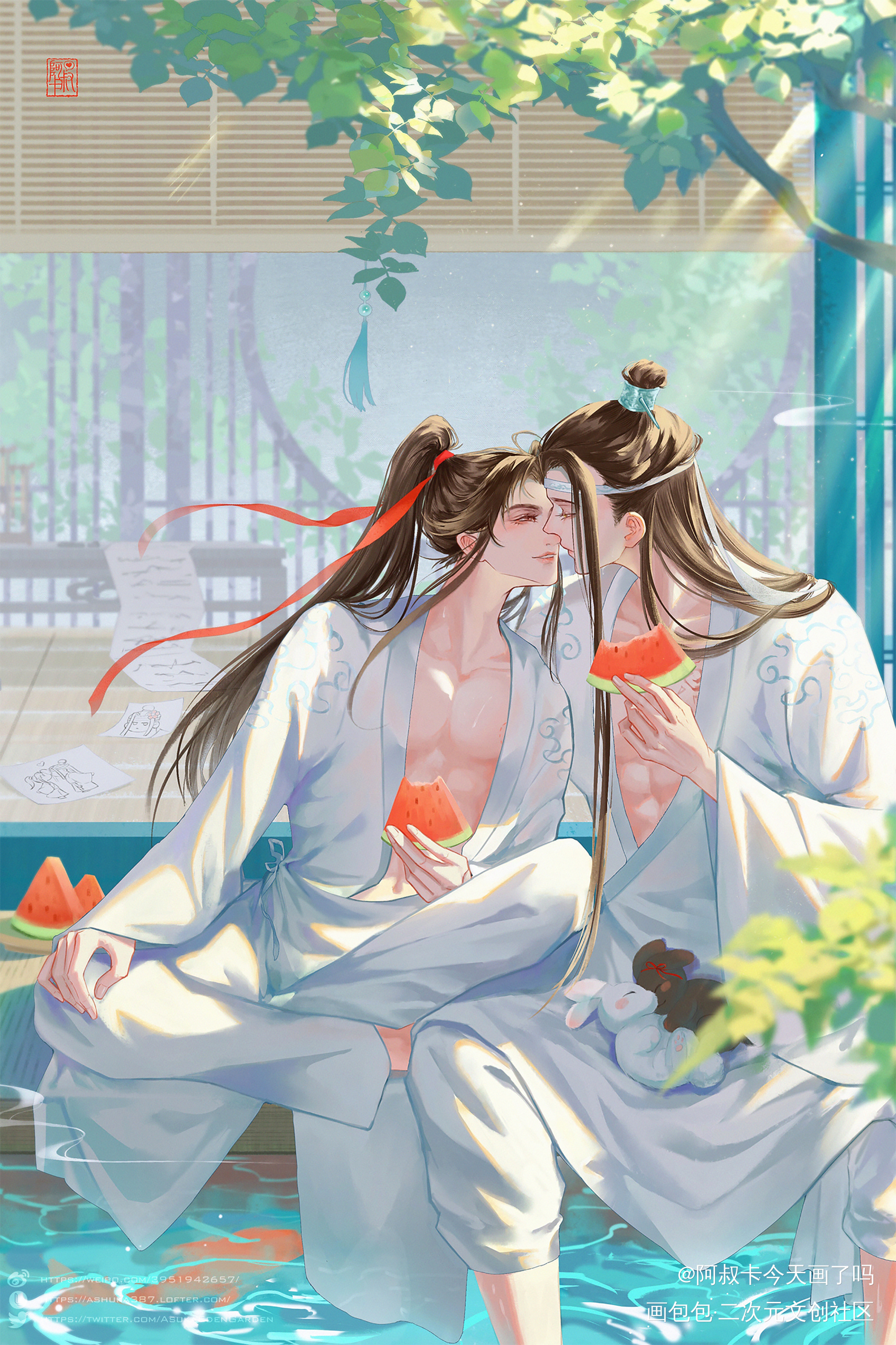 夏天🍉_魔道祖师忘羡蓝忘机魏无羡古风墨香铜臭绘画作品