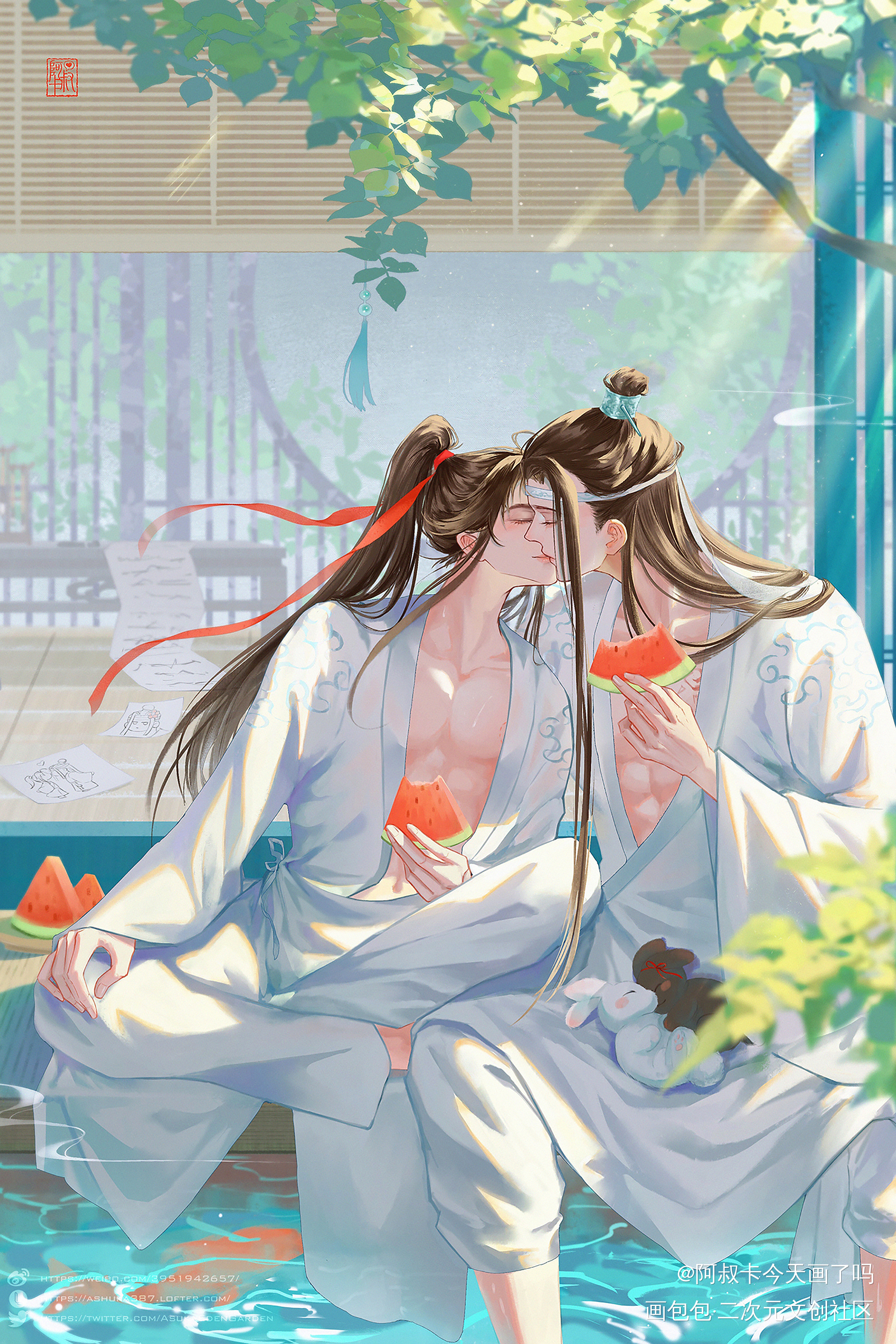 夏天🍉_魔道祖师忘羡蓝忘机魏无羡古风墨香铜臭绘画作品