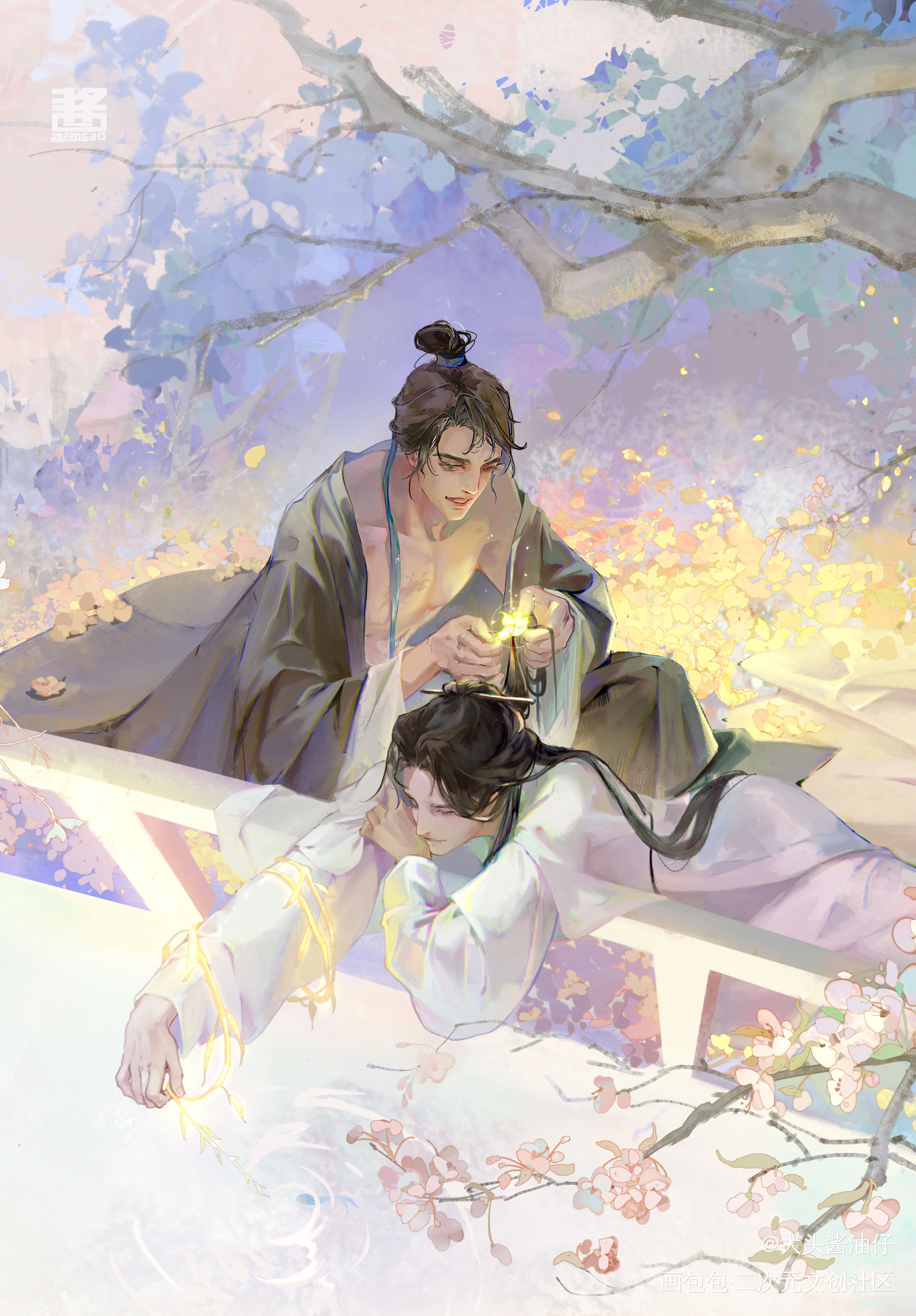 小猫钓鱼_二哈和他的白猫师尊燃晚绘画作品