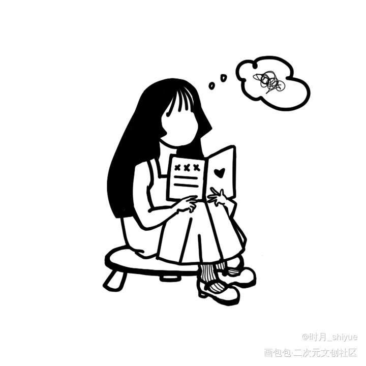 头像心情36_板绘涂黑白简笔头像心情原创绘画作品