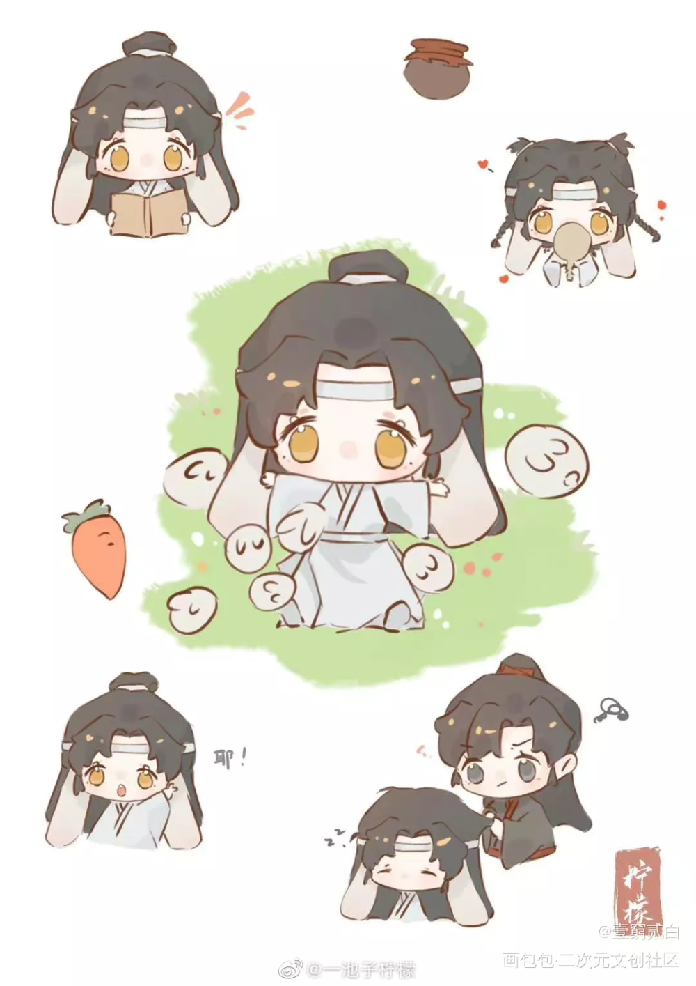 六一贺图_魔道祖师忘羡墨香铜臭绘画作品