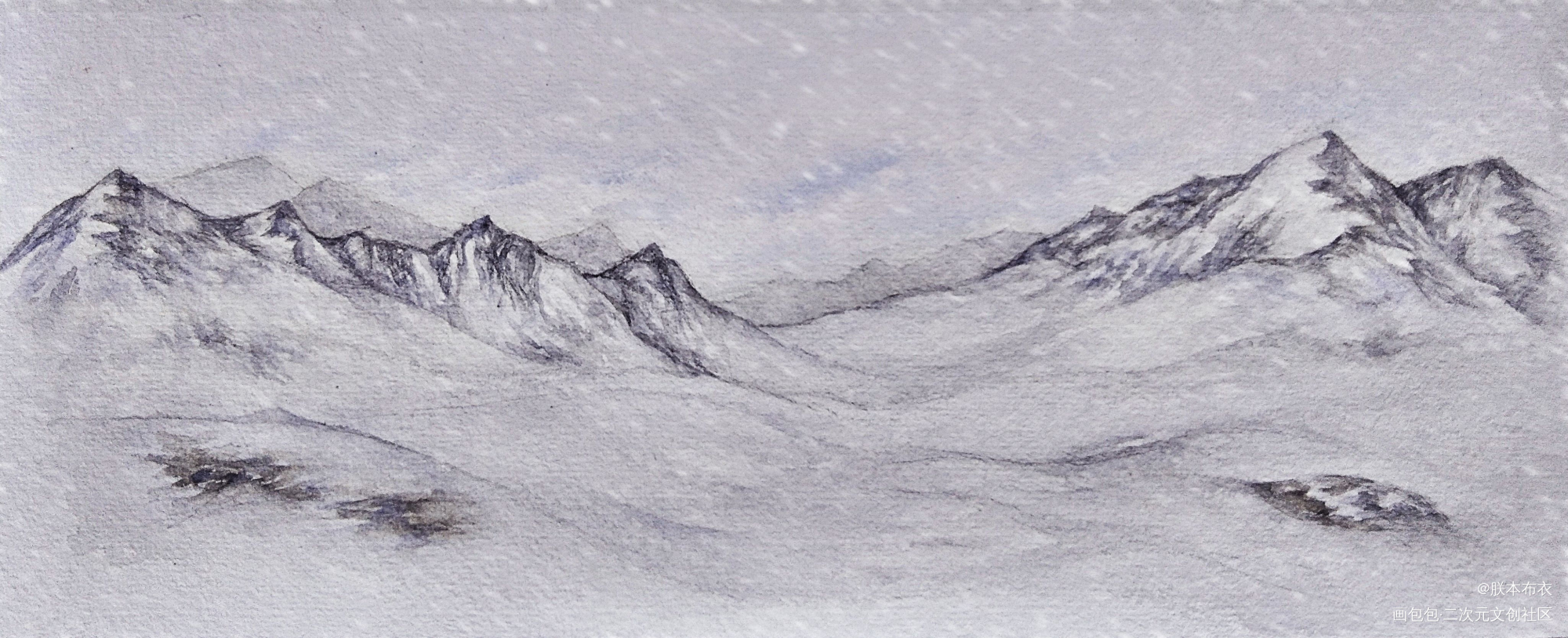 雪山的深处_盗墓笔记张起灵手绘水彩绘画作品