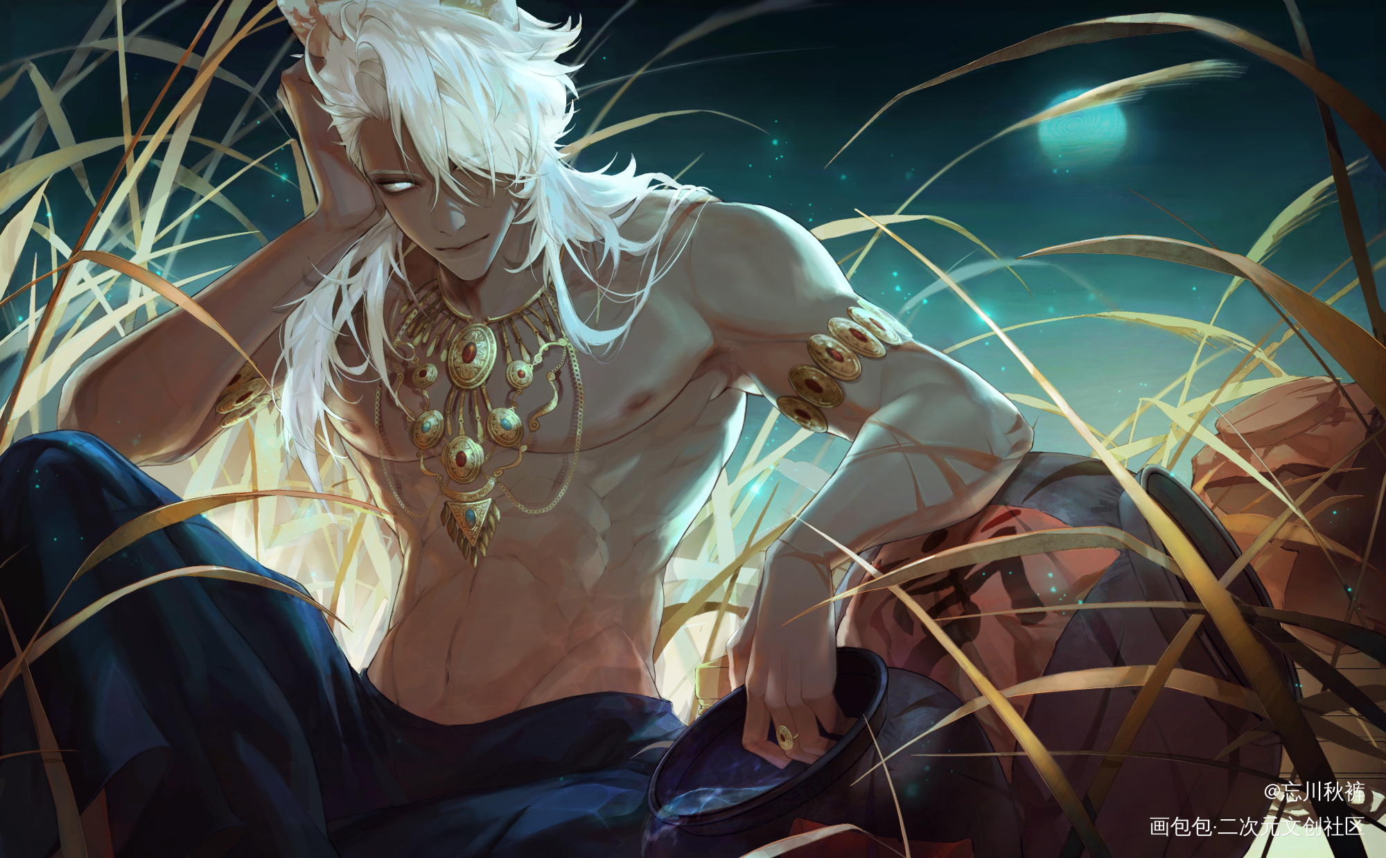 夏夜_古风日系我要上首推插画原创oc绘画作品