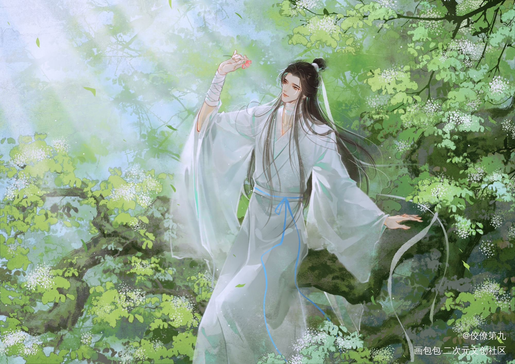 天官赐福🌸谢怜生日快乐_天官赐福花怜古风原耽墨香铜臭绘画作品